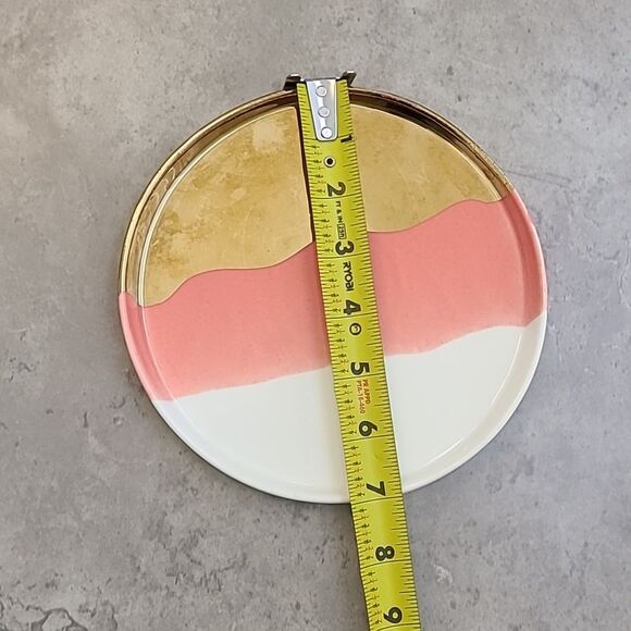 Anthropologie Tamatoa Side Plate Gold Pink White Home Goods 7 Inch Dinnerware - Picture 2 of 6